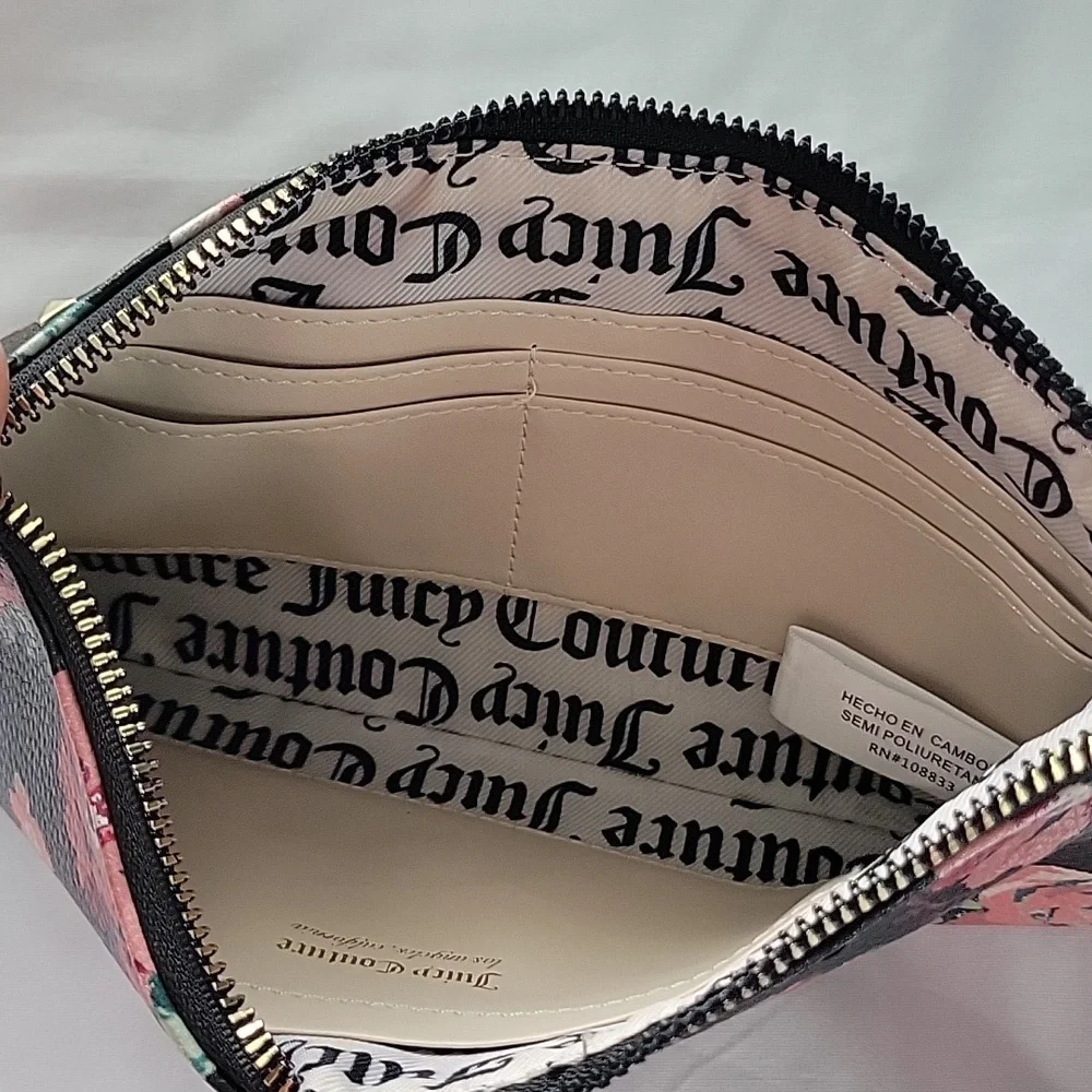 Juicy Couture Black and Pink Floral Clutch